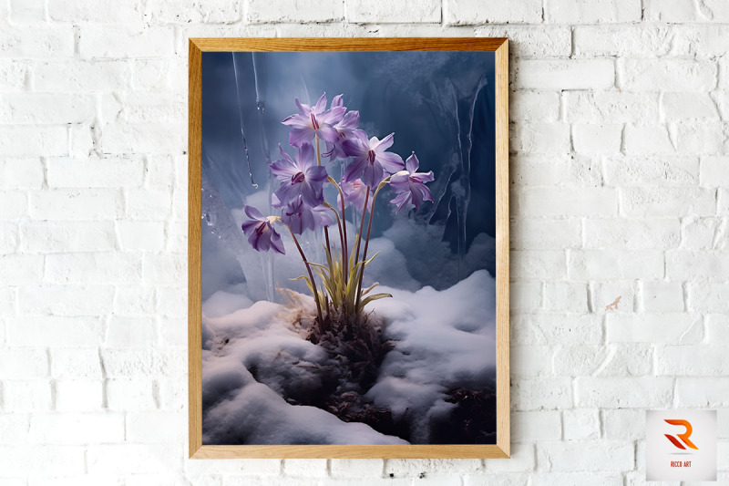 purple-flower-blooming-in-snow-wall-art