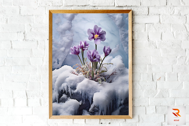 purple-flower-blooming-in-snow-wall-art