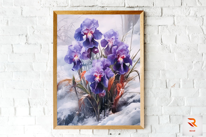 purple-flower-blooming-in-snow-wall-art