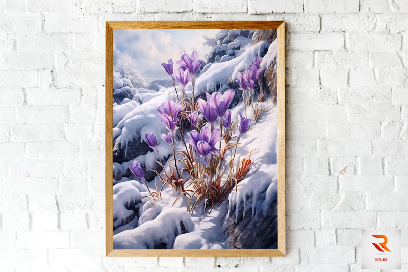 purple-flower-blooming-in-snow-wall-art