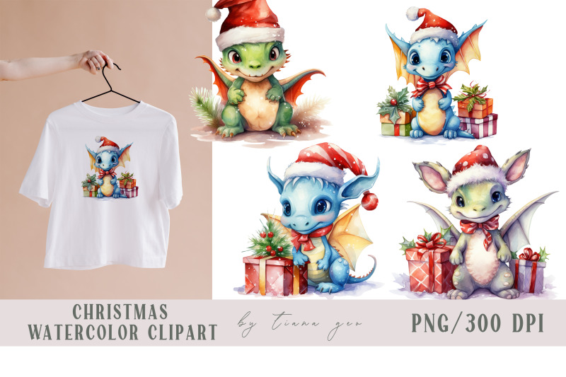 cute-christmas-dragons-with-gift-box-clipart-4-png-files