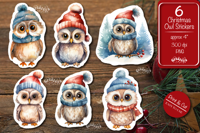 christmas-stickers-png-bundle-owl-printable-stickers