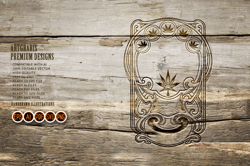 cannabis-elegant-art-nouveau-luxury-label-monochrome