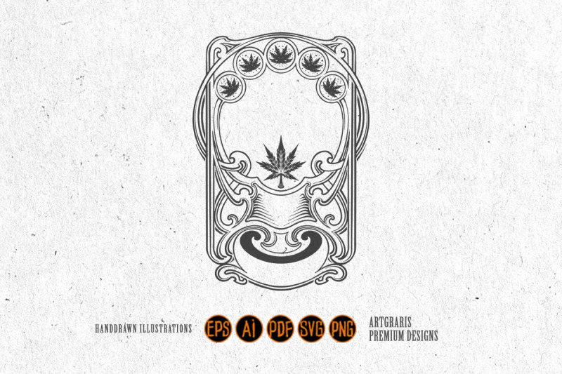 cannabis-elegant-art-nouveau-luxury-label-monochrome