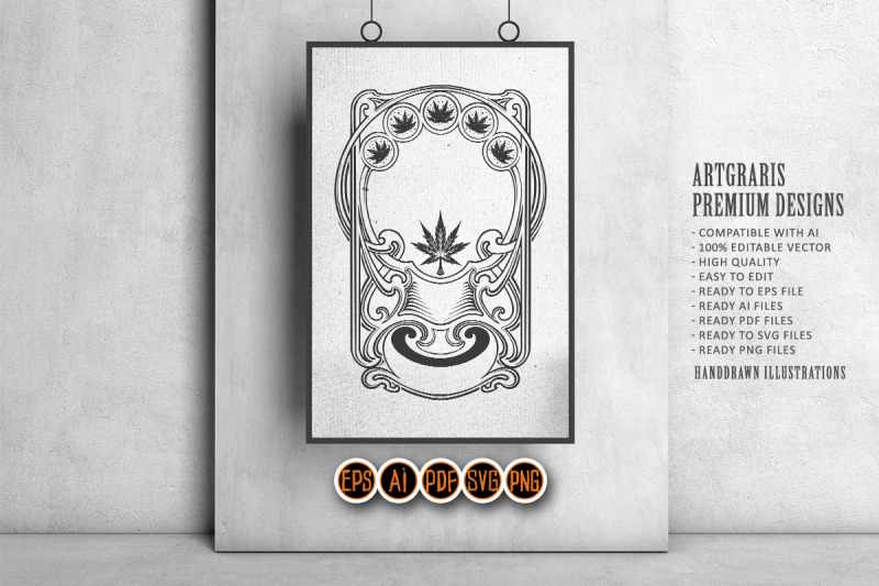 cannabis-elegant-art-nouveau-luxury-label-monochrome