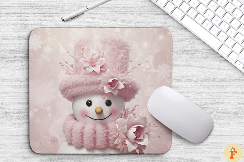 pink-happy-snowman-christmas-mouse-pad