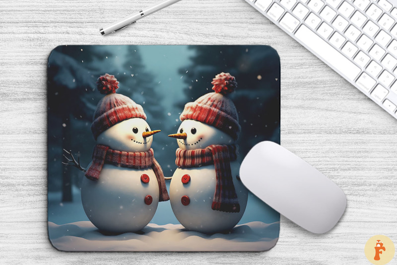 christmas-snowman-couple-mouse-pad