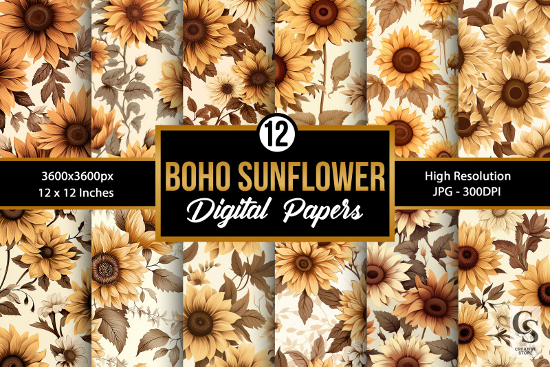 boho-sunflowers-pattern-digital-papers