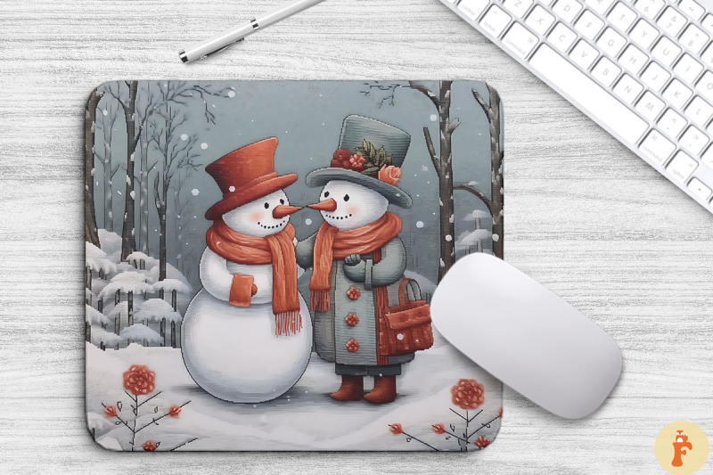 christmas-snowman-couple-mouse-pad