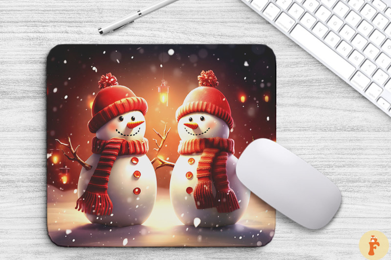 christmas-snowman-couple-mouse-pad