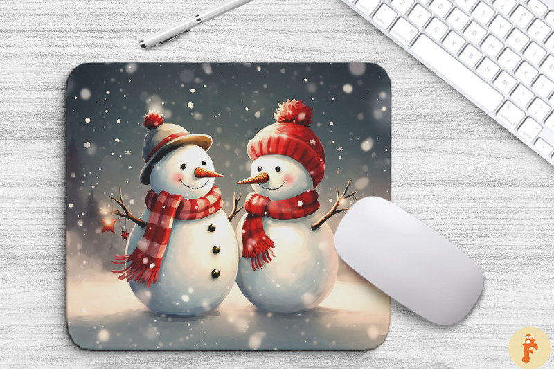 christmas-snowman-couple-mouse-pad