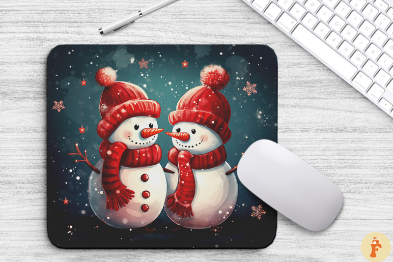 christmas-snowman-couple-mouse-pad