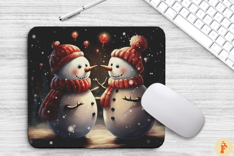 christmas-snowman-couple-mouse-pad