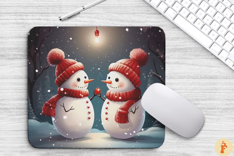 christmas-snowman-couple-mouse-pad