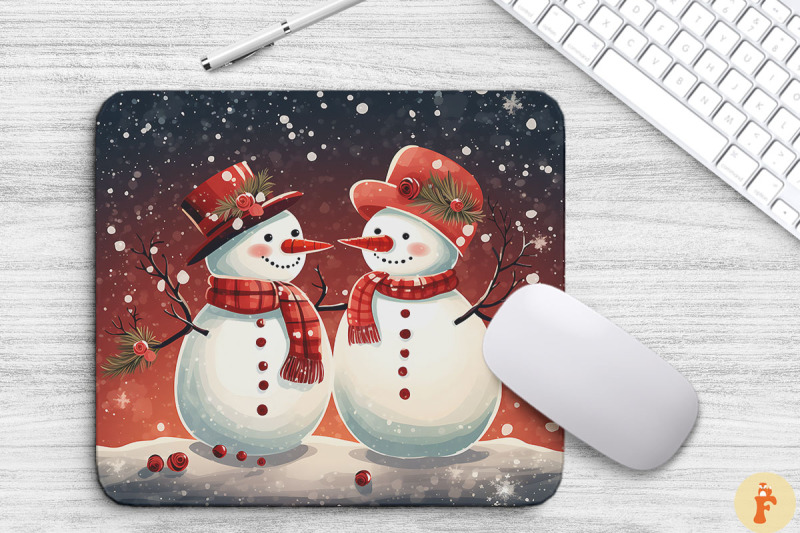 christmas-snowman-couple-mouse-pad