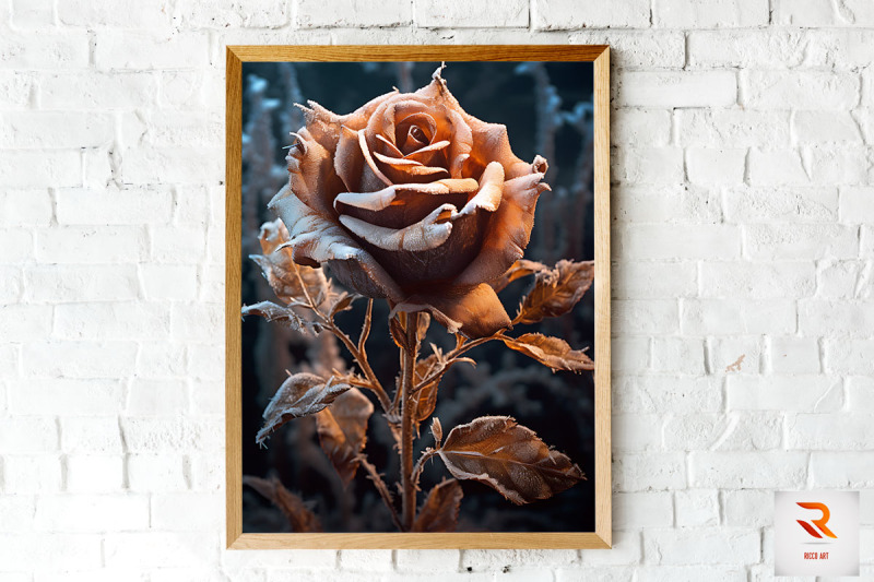 whimsical-winter-brown-rose-wall-art