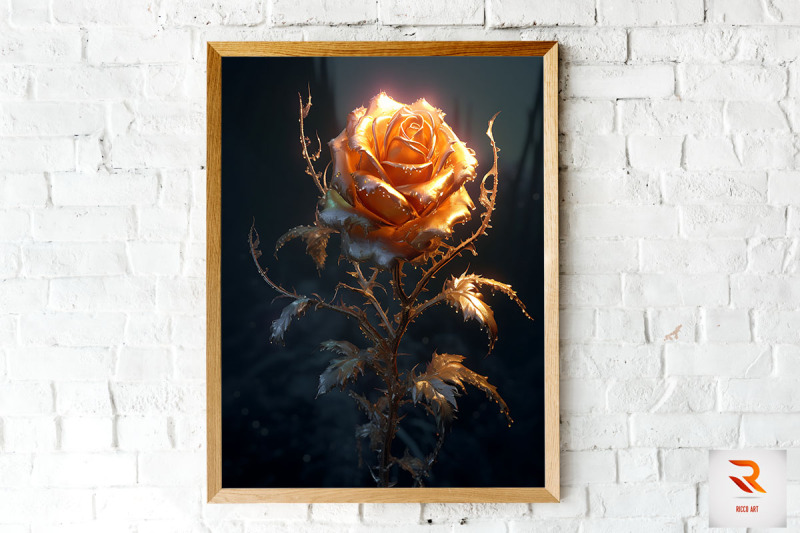 whimsical-winter-gold-rose-wall-art