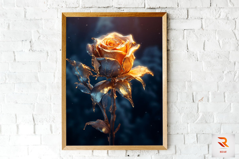 whimsical-winter-gold-rose-wall-art