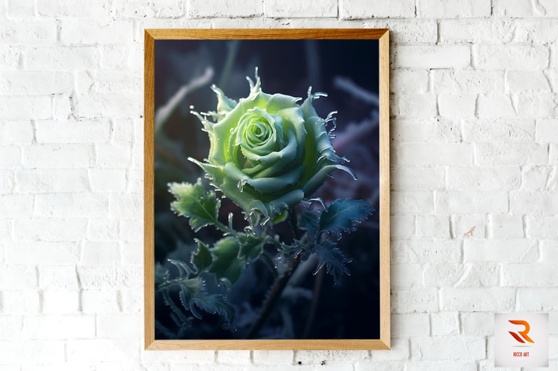 whimsical-winter-green-rose-wall-art