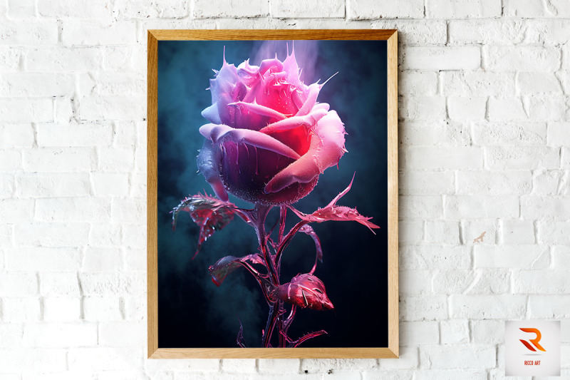 whimsical-winter-magenta-rose-wall-art