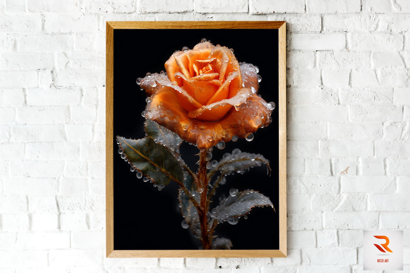 whimsical-winter-orange-rose-wall-art