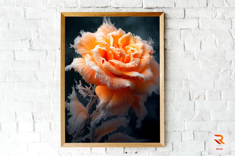 whimsical-winter-orange-rose-wall-art