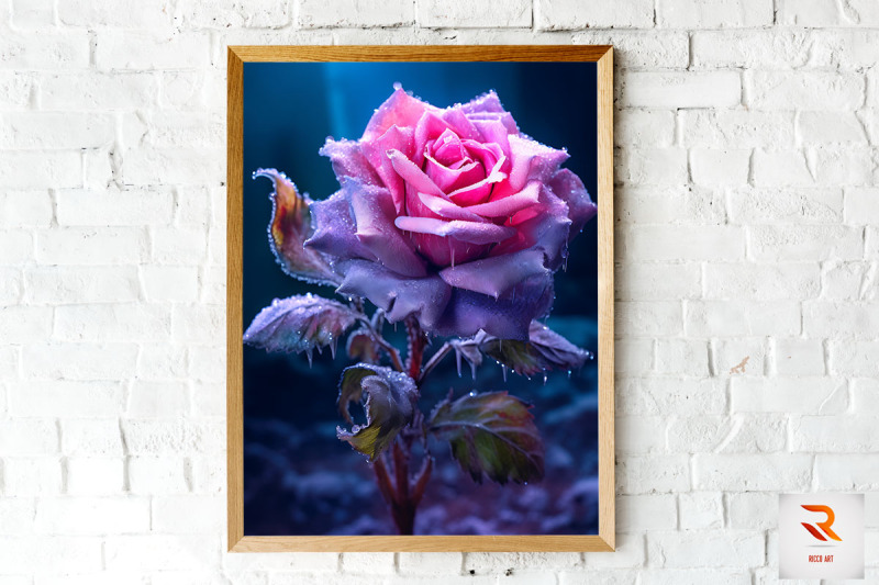 whimsical-winter-pink-rose-wall-art