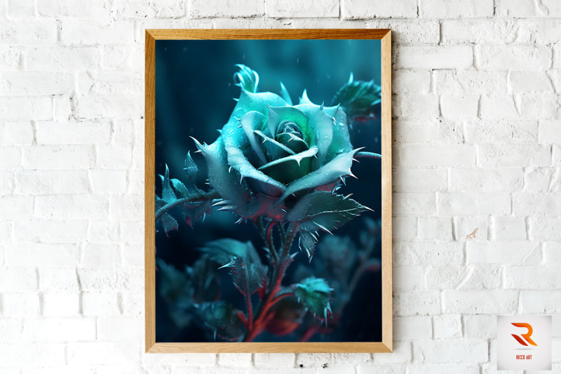 whimsical-winter-teal-rose-wall-art