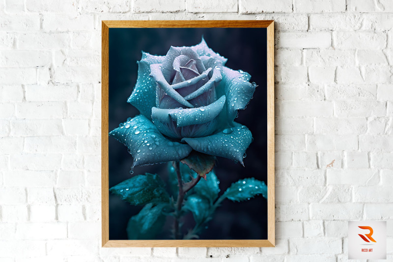 whimsical-winter-teal-rose-wall-art