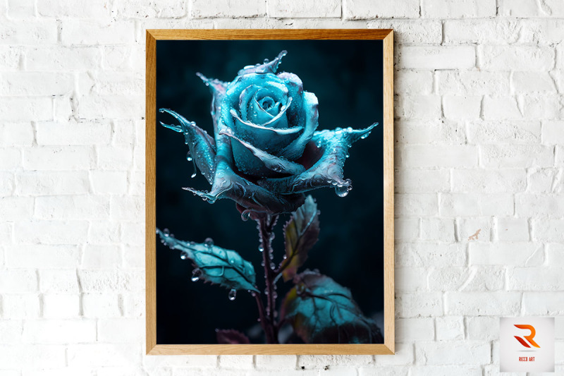 whimsical-winter-turquoise-rose-wall-art