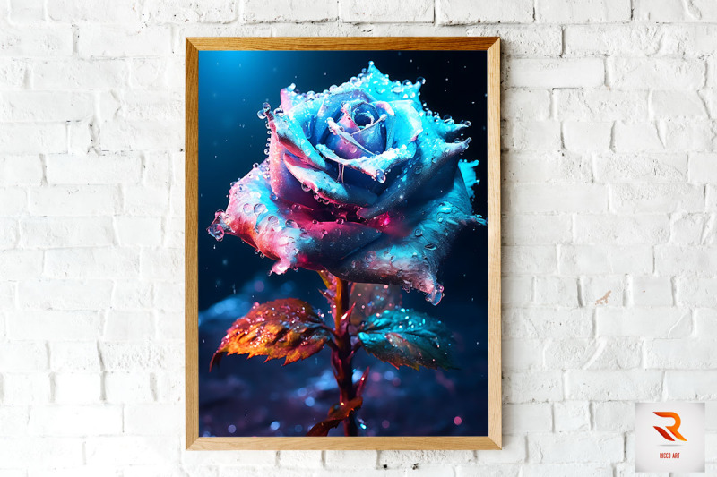 whimsical-winter-turquoise-rose-wall-art