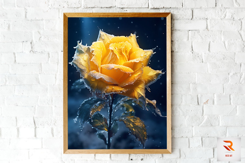 whimsical-winter-yellow-rose-wall-art