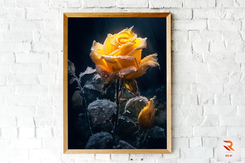 whimsical-winter-yellow-rose-wall-art