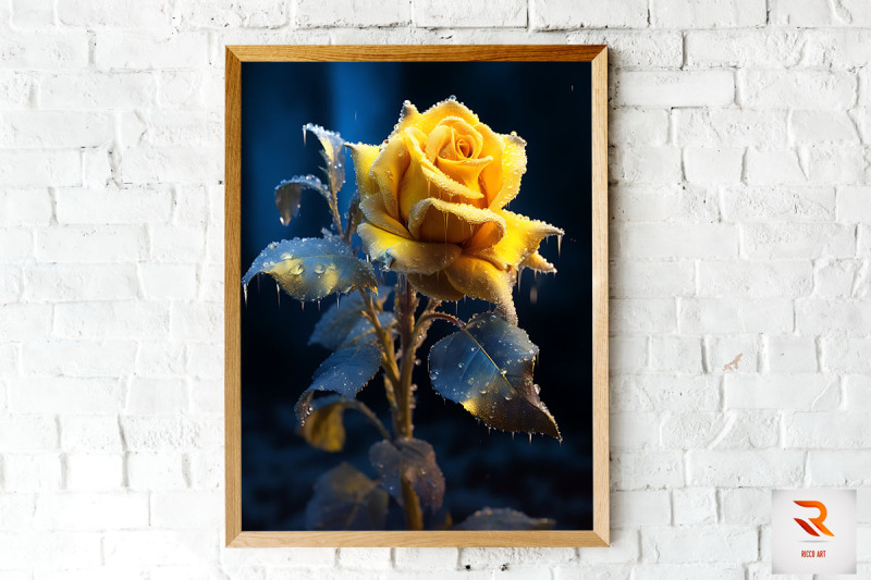 whimsical-winter-yellow-rose-wall-art