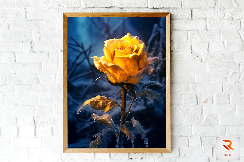 whimsical-winter-yellow-rose-wall-art