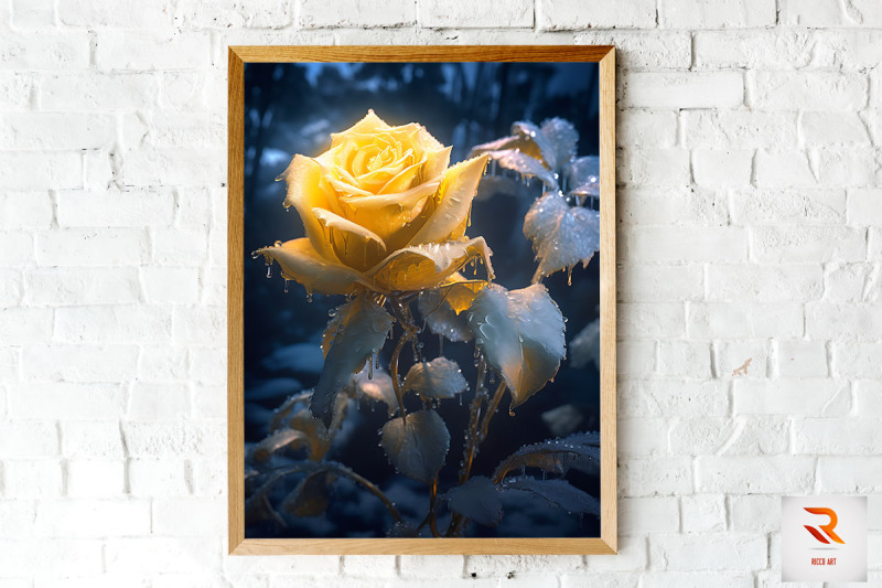 whimsical-winter-yellow-rose-wall-art