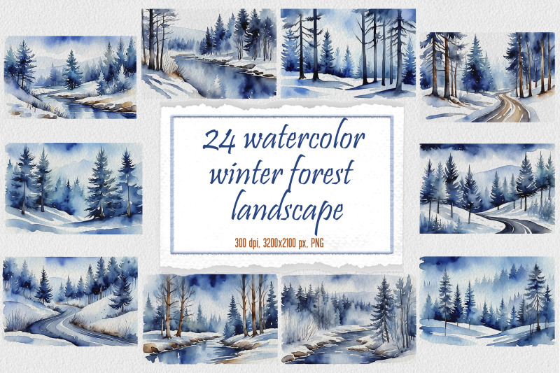 24-watercolor-forest-winter-landscapes