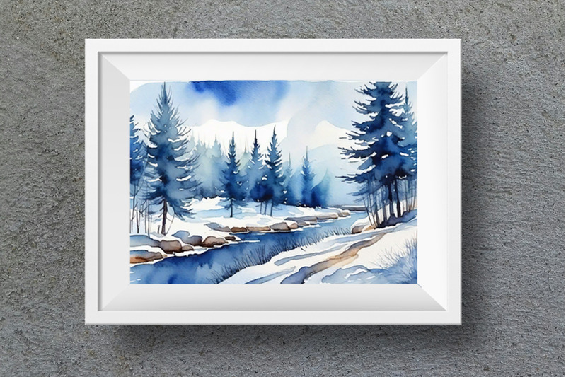 24-watercolor-forest-winter-landscapes