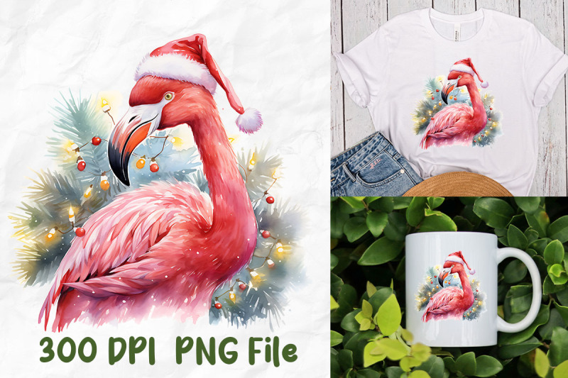 pink-flamingo-christmas-santa-colorful