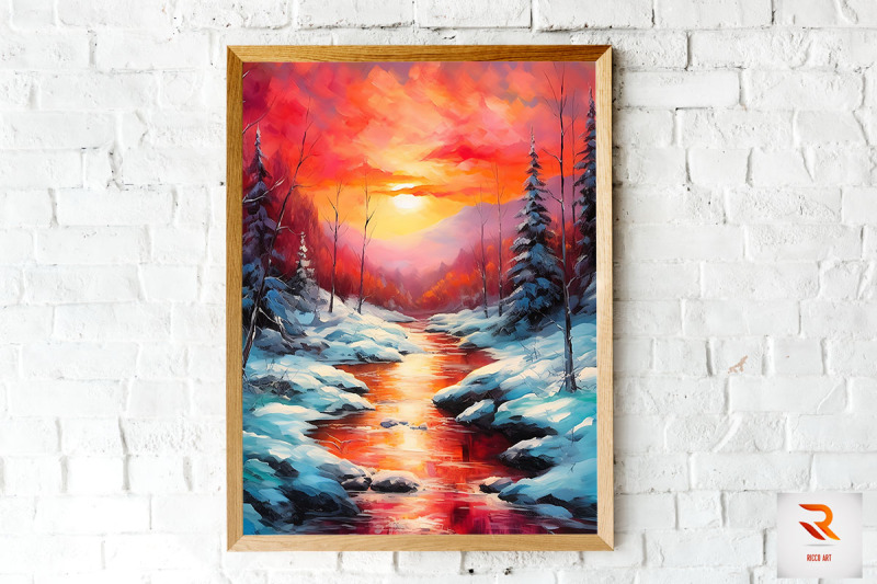 abstract-crimson-winter-sunset-wall-art