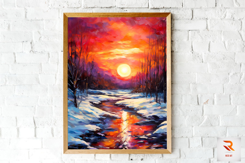 abstract-crimson-winter-sunset-wall-art