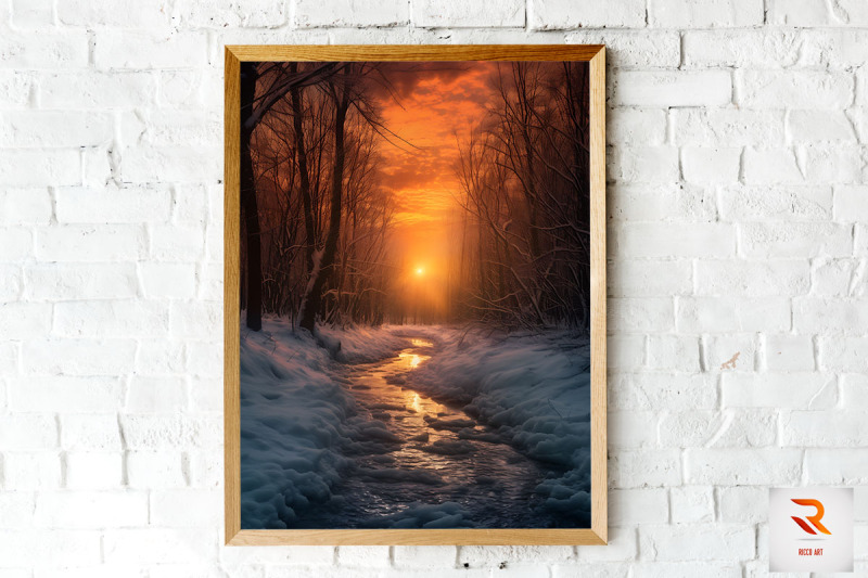 winter-forest-sky-and-sunset-wall-art