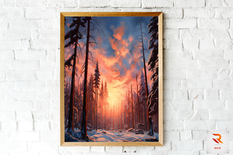 winter-forest-sky-and-sunset-wall-art