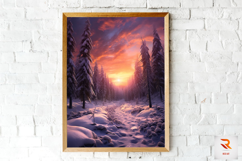 winter-forest-sky-and-sunset-wall-art