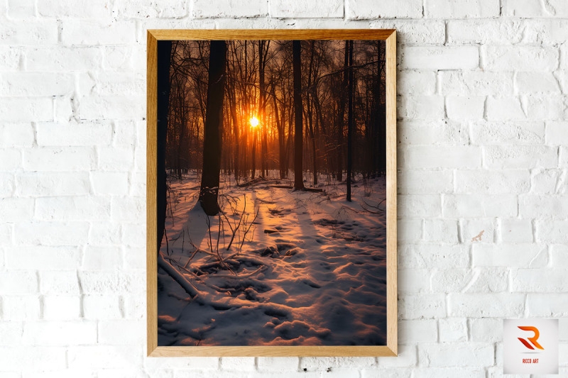 winter-forest-sky-and-sunset-wall-art