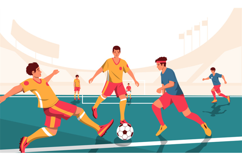 football-match-scene-cartoon-players-in-competition-tense-group-figh