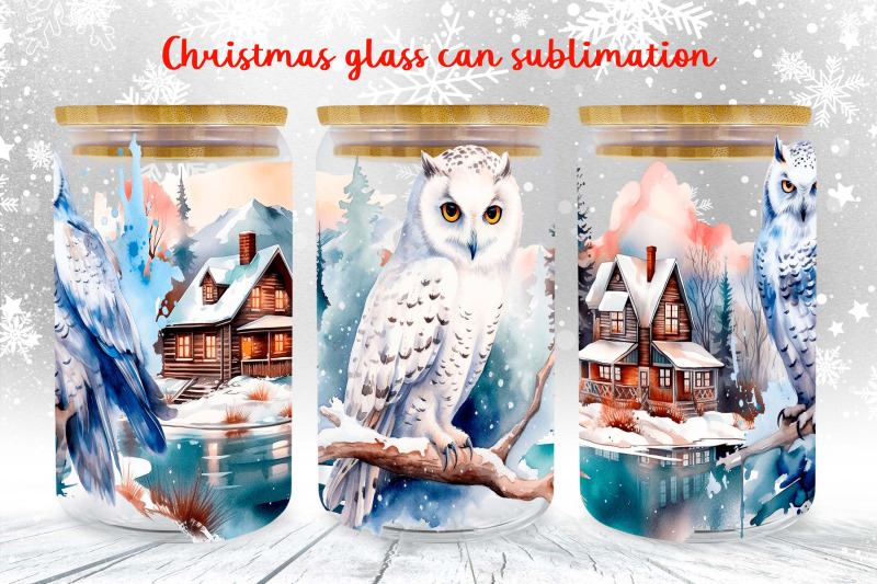 owl-glass-can-wrap-design-winter-landscape-libbey-can-png