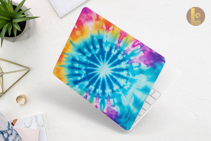 teal-rainbow-tie-dye-laptop-skin