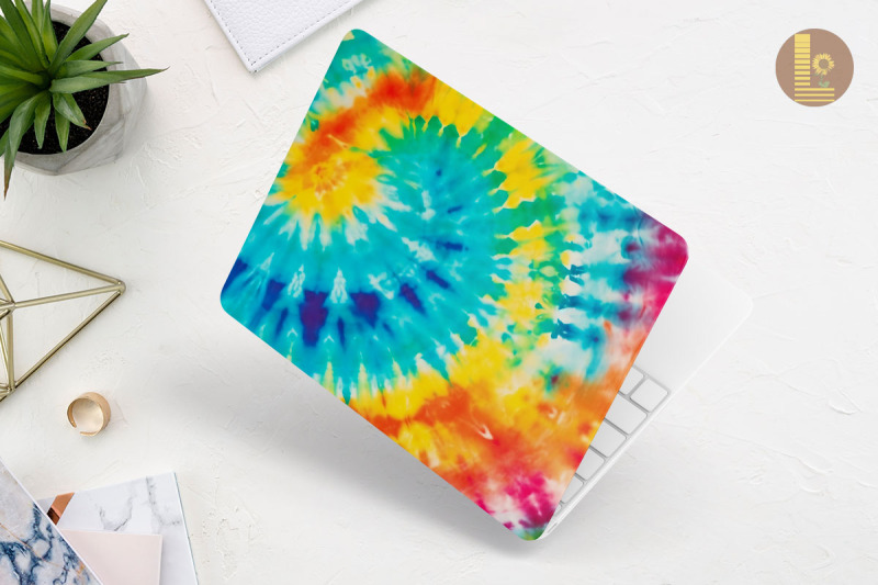 teal-rainbow-tie-dye-laptop-skin