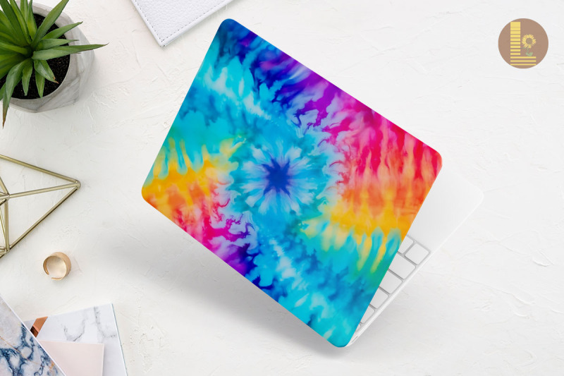 teal-rainbow-tie-dye-laptop-skin